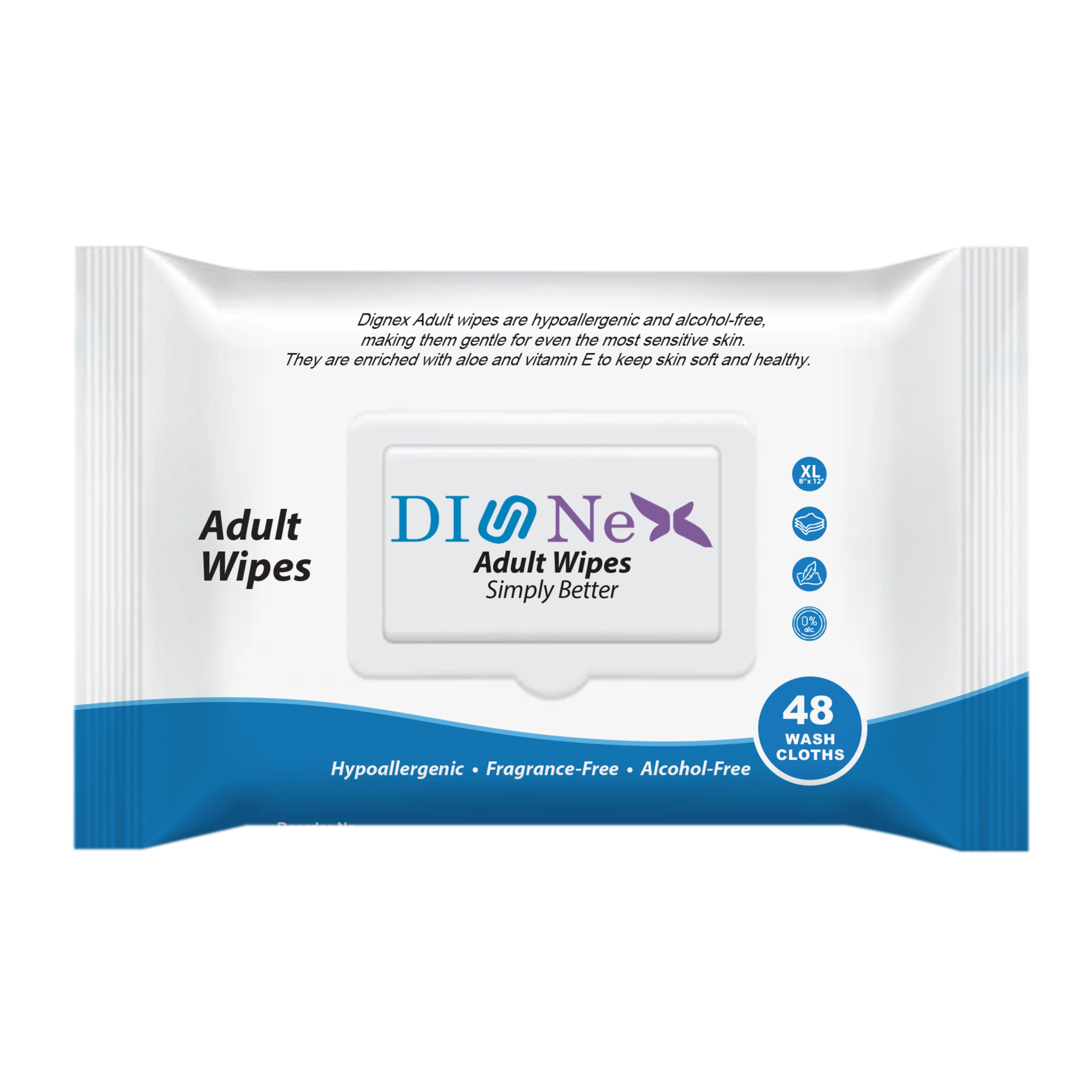Dignex Adult Wipes – Hypoallergenic Incontinence Wash Cloths with Aloe ...